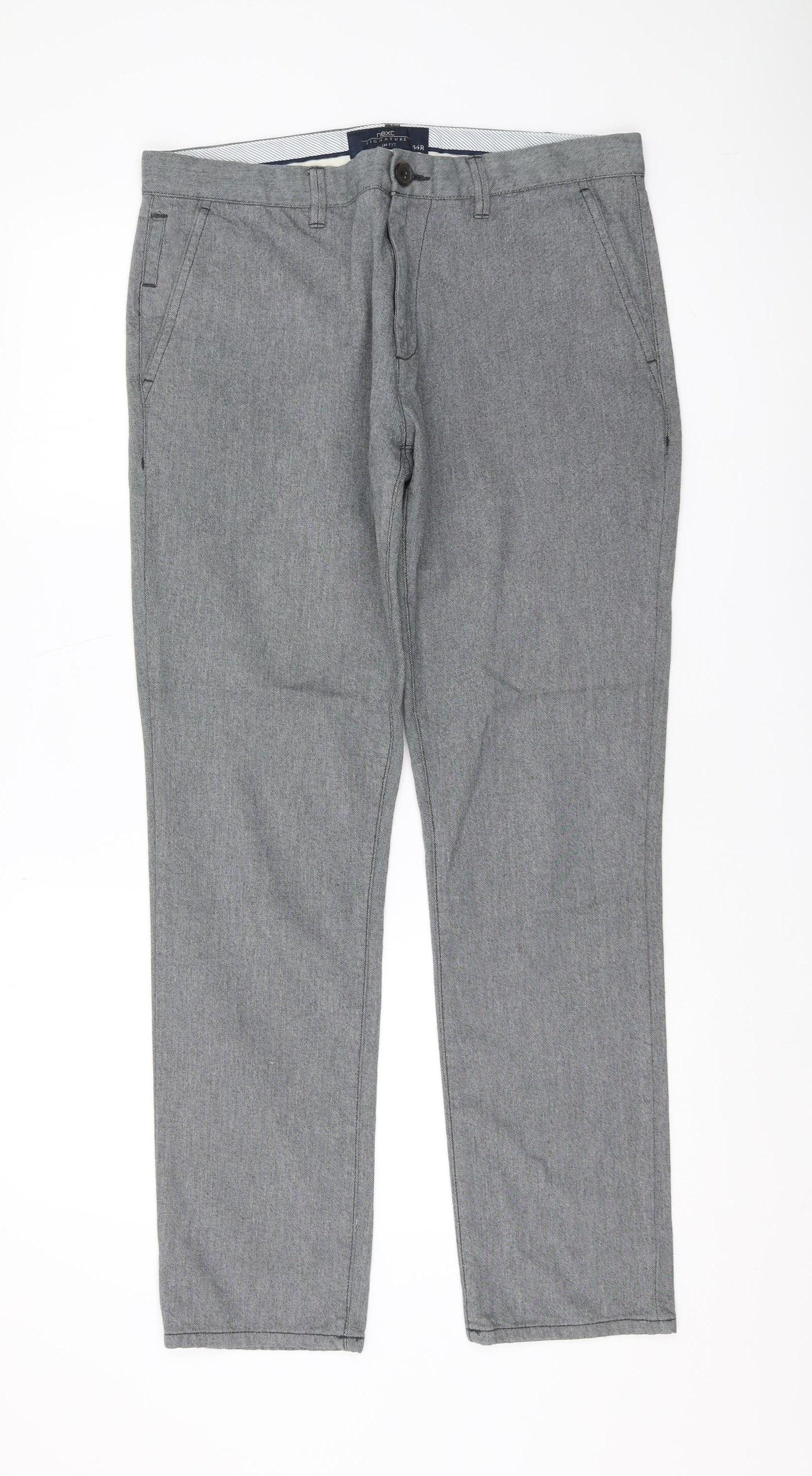 Next Men's Grey Slim Fit Chino Trousers Size 34