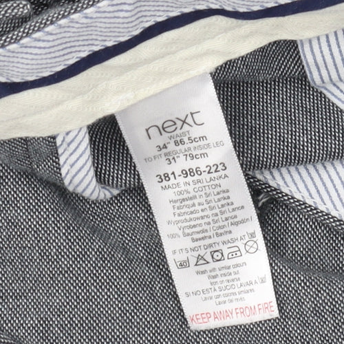 Next Men's Grey Slim Fit Chino Trousers Size 34