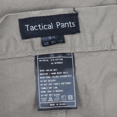 Tactical Cargo Pants for Men - Beige, M-L, Cotton