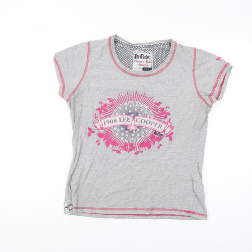 Lee Cooper Women's Grey T-Shirt, Size 14, Casual Vintage Look