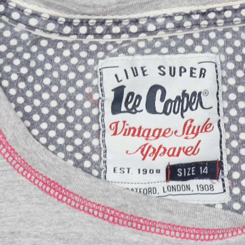 Lee Cooper Women's Grey T-Shirt, Size 14, Casual Vintage Look