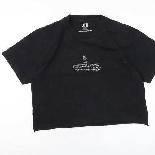 Uniqlo Black Cropped Art T-Shirt, Unisex S