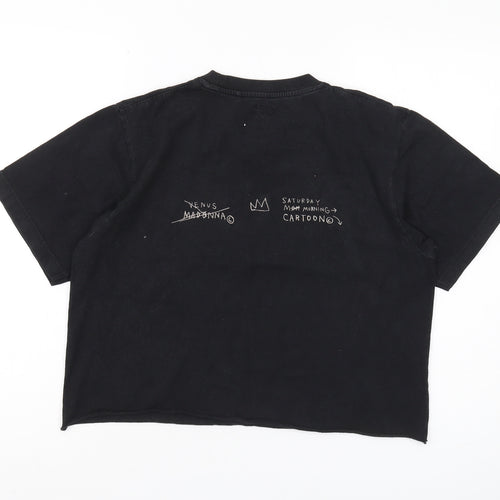 Uniqlo Black Cropped Art T-Shirt, Unisex S