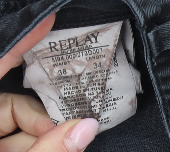 Replay Men's Straight Black Jeans Size 38