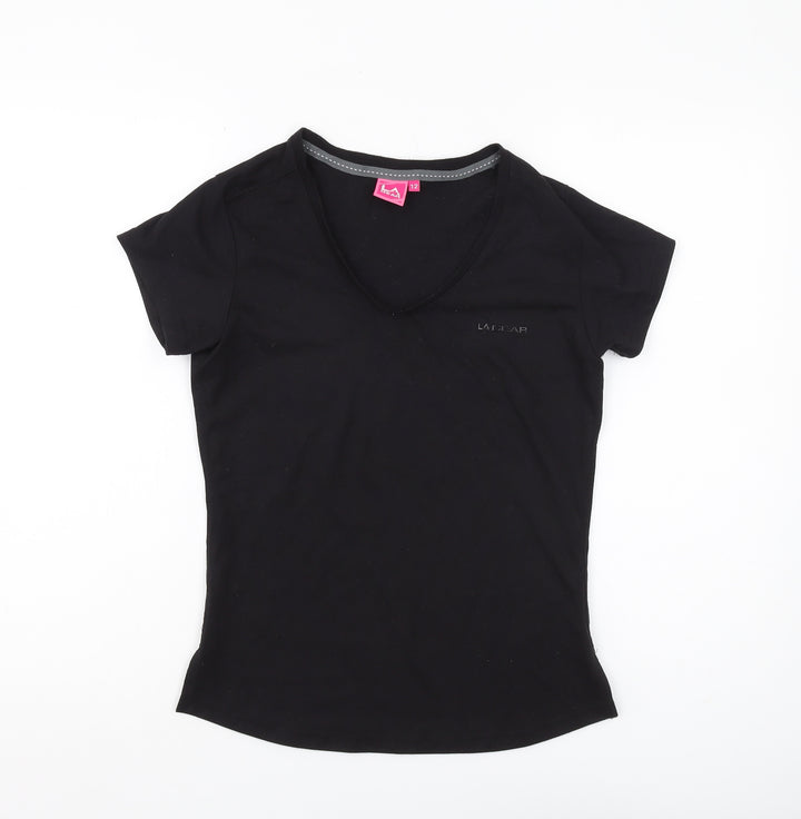 LA Gear Women's Black Basic V-Neck T-Shirt Size 12