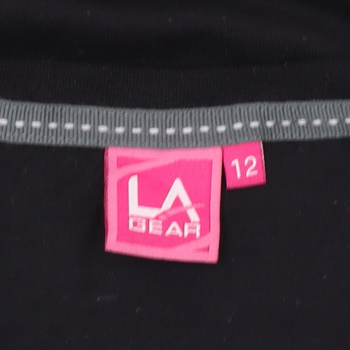 LA Gear Women's Black Basic V-Neck T-Shirt Size 12