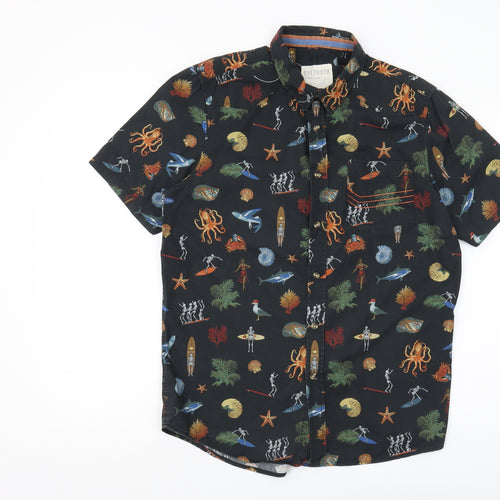 Saltrock Men's Black Graphic Print Short Sleeve Shirt M