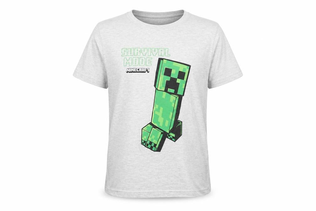 Front view of Minecraft boys’ grey graphic print t-shirt 10 years