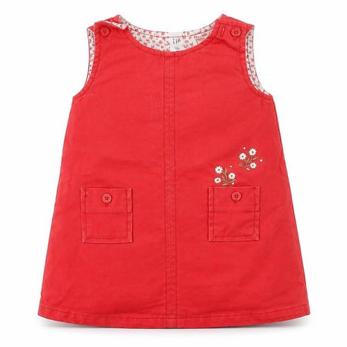 GAP Girls Red Pinafore Dress 9-12 Months Casual Cotton