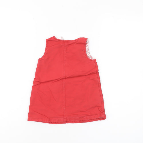 GAP Girls Red Pinafore Dress 9-12 Months Casual Cotton