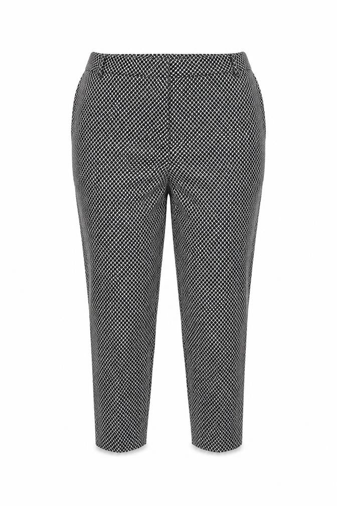 Front view of Marks & Spencer Women's Black Geometric Trousers, size 20