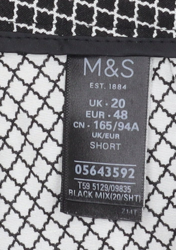Marks & Spencer Women's Black Geometric Trousers, Size 20