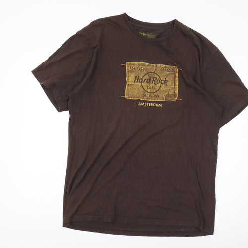 Hard Rock Cafe Brown XL Music Logo Men's T-Shirt