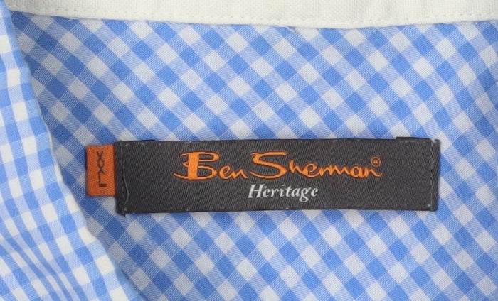 Ben Sherman Men's Blue Check Short Sleeve Shirt M