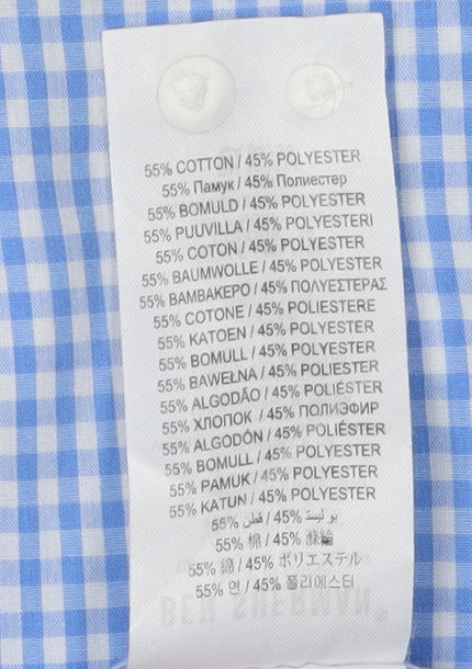 Ben Sherman Men's Blue Check Short Sleeve Shirt M