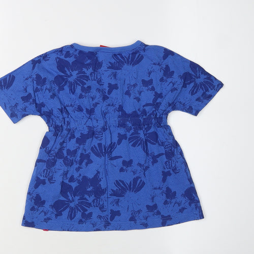 Esprit Girls Blue Floral V-Neck T-Shirt 2-3 Years
