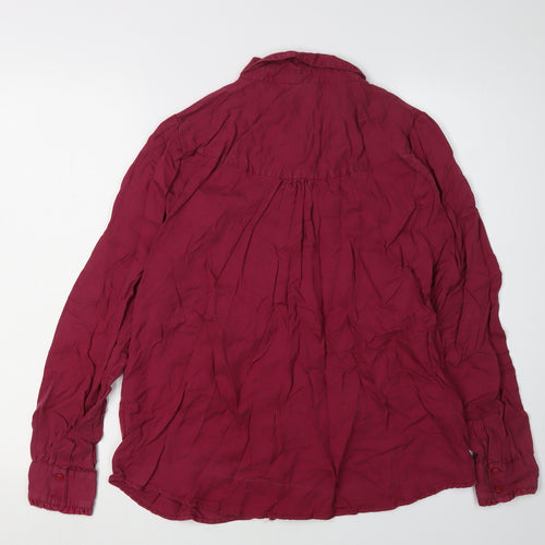 WoolOvers Women's Red Long Sleeve Button-Up Blouse Size 14