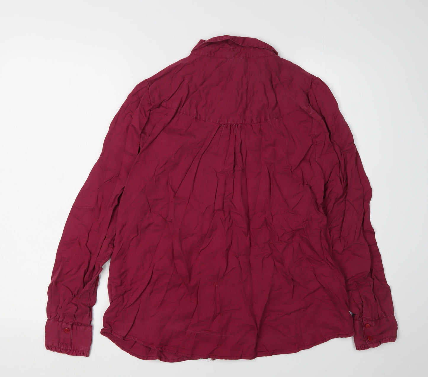 WoolOvers Women's Red Long Sleeve Button-Up Blouse Size 14