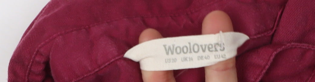 WoolOvers Women's Red Long Sleeve Button-Up Blouse Size 14