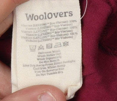 WoolOvers Women's Red Long Sleeve Button-Up Blouse Size 14