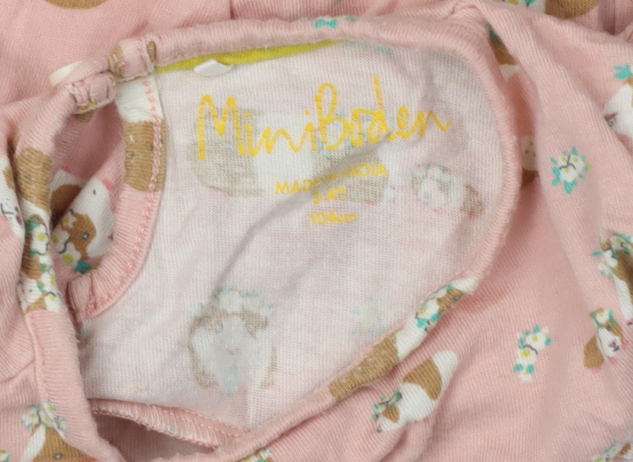 Mini Boden Girls Pink Animal Print Blouse 10 Years