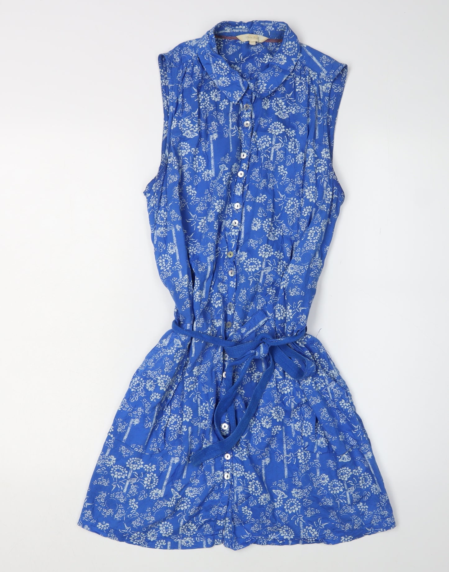 White Stuff Women's Blue Floral Shirt Dress, Size 12