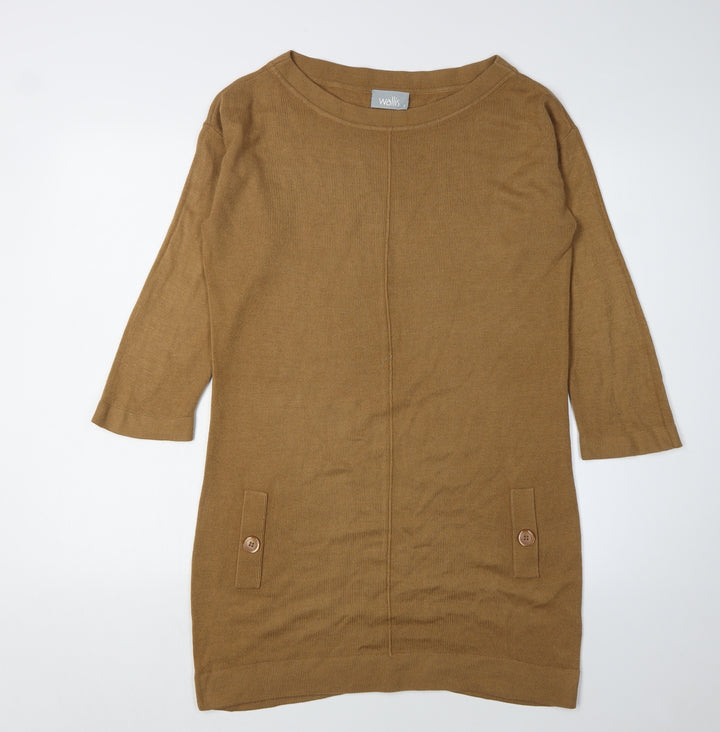 Wallis Women's Brown Jumper Dress, Size S, 3/4 Sleeve