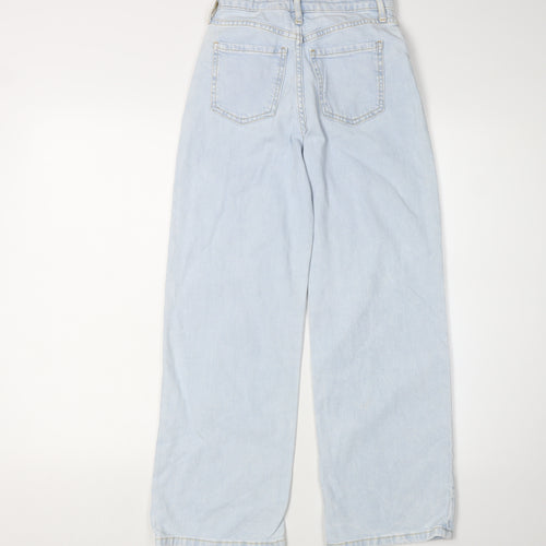 H&M Girls Blue Wide-Leg Jeans 10-11 Years with Heart Accents