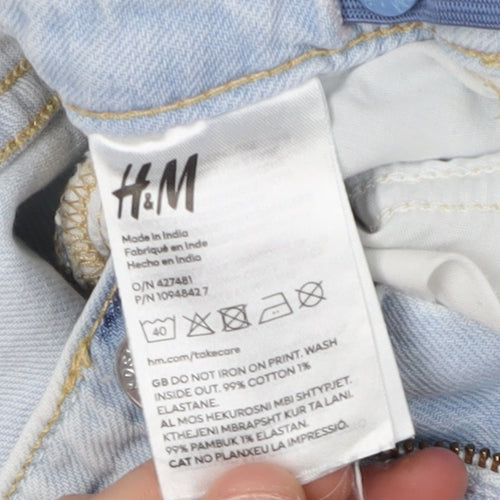 H&M Girls Blue Wide-Leg Jeans 10-11 Years with Heart Accents