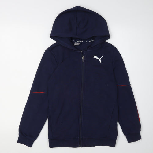 Puma Boys Blue Hoodie Full Zip 11-12 Years Logo Casual