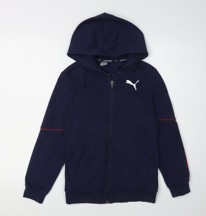 Puma Boys Blue Hoodie Full Zip 11-12 Years Logo Casual