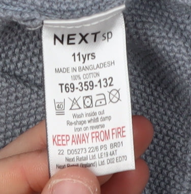 Next Boys Grey Cotton Pullover Jumper, Size 11 Years