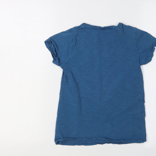 Frugi Girls Blue T-Shirt 7-8 Years Floral Graphic Print