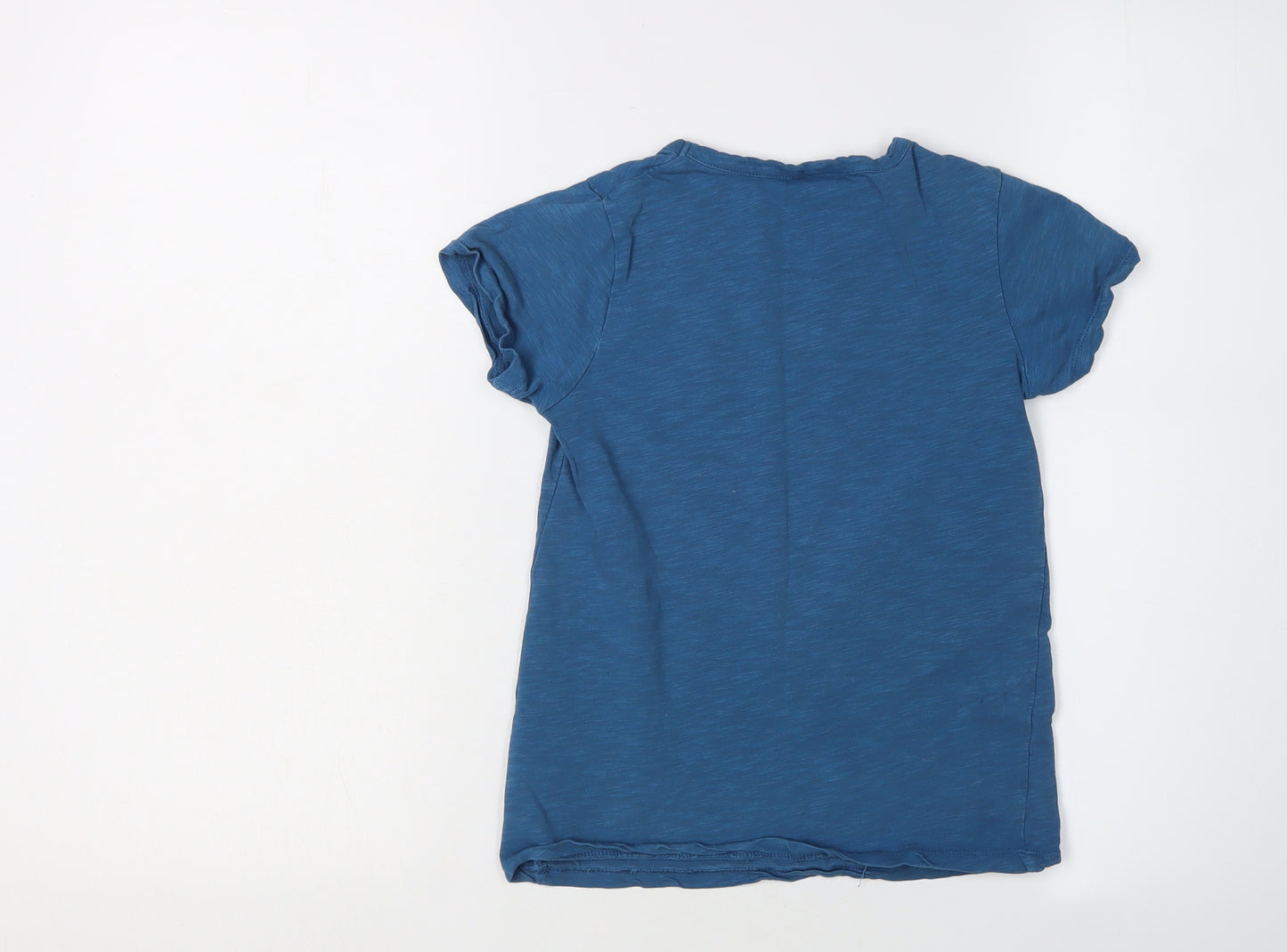 Frugi Girls Blue T-Shirt 7-8 Years Floral Graphic Print