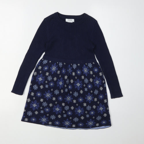 Miss Mona Mouse Girls Blue Knit Fit & Flare Dress 4-5 Years