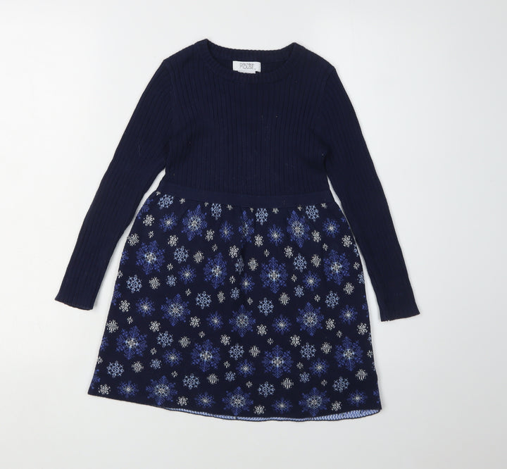 Miss Mona Mouse Girls Blue Knit Fit & Flare Dress 4-5 Years