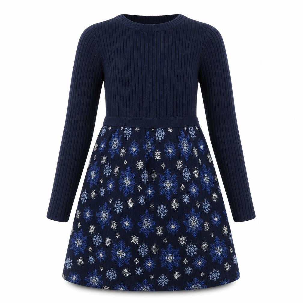 Miss Mona Mouse Girls Blue Knit Fit & Flare Dress 4-5 Years