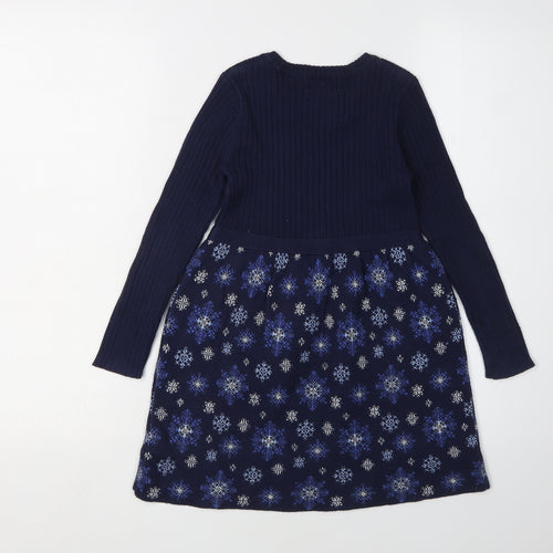 Miss Mona Mouse Girls Blue Knit Fit & Flare Dress 4-5 Years