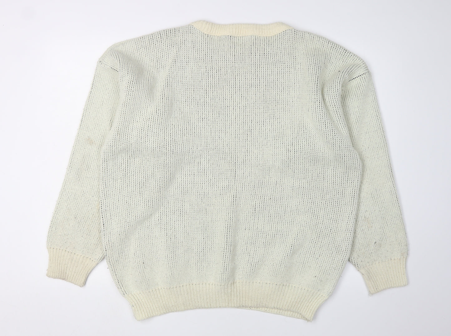 an:X Men's Ivory Geometric XL Pullover Jumper