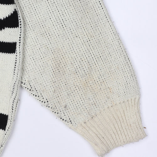 an:X Men's Ivory Geometric XL Pullover Jumper