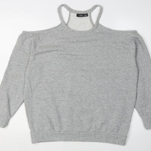 Sparkle & Fade Women's Grey Small Cold Shoulder Sweatshirt