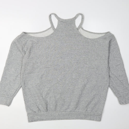 Sparkle & Fade Women's Grey Small Cold Shoulder Sweatshirt