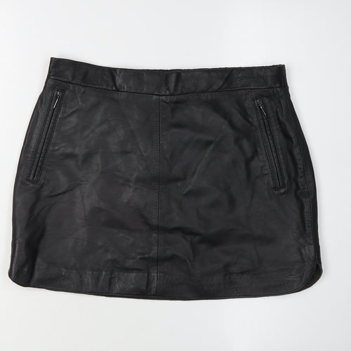 Mango Women's Black Leather Pencil Skirt Size 6
