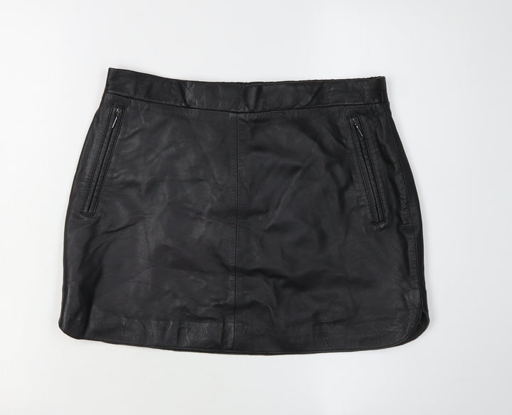 Mango Women's Black Leather Pencil Skirt Size 6