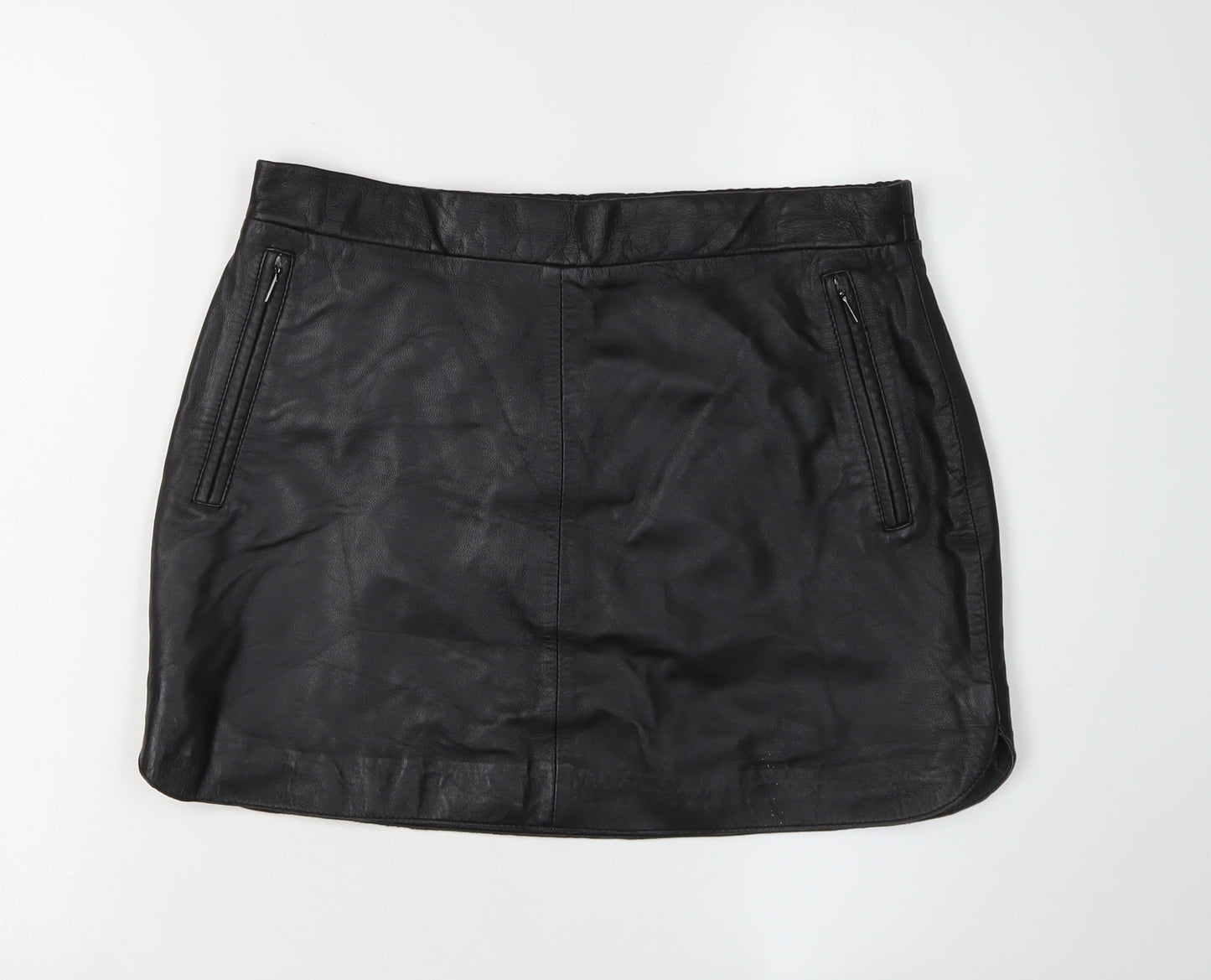 Mango Women's Black Leather Pencil Skirt Size 6