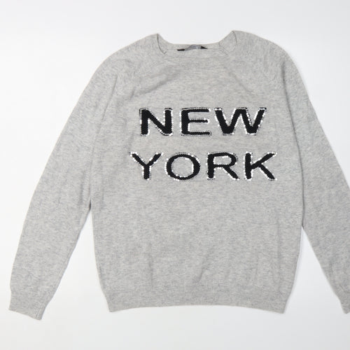 Dorothy Perkins Women's Grey Sequin Pullover Jumper Size 12