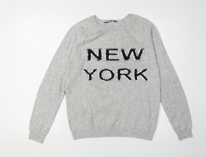 Dorothy Perkins Women's Grey Sequin Pullover Jumper Size 12