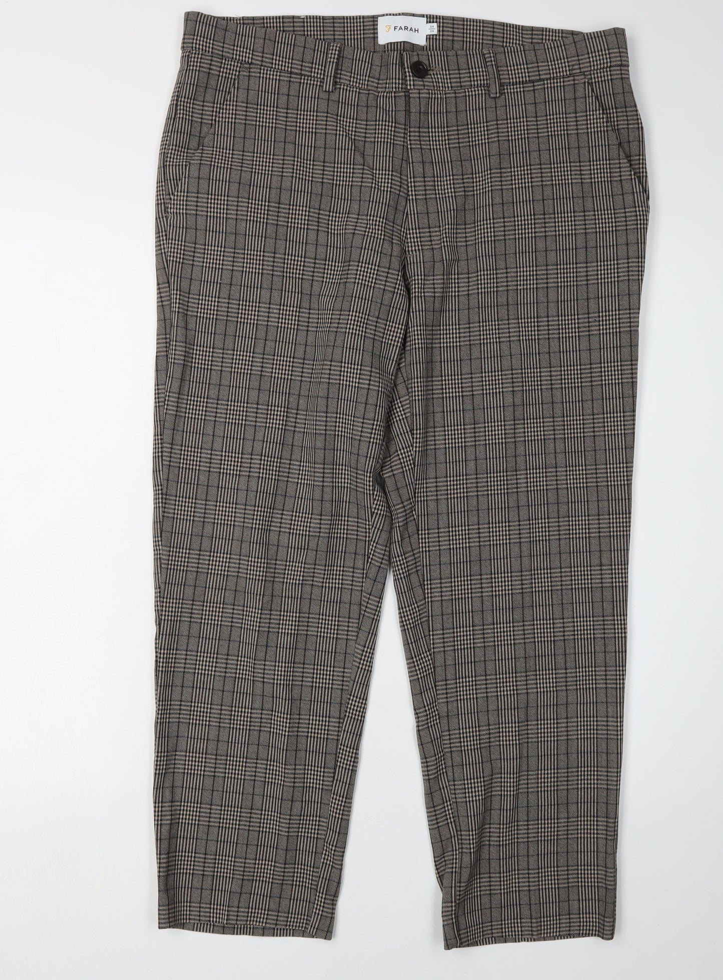 Farah Men's Multicoloured Check Slim Chino Trousers 34