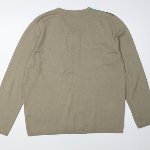Marks and Spencer Men's Beige Argyle Pullover Jumper L
