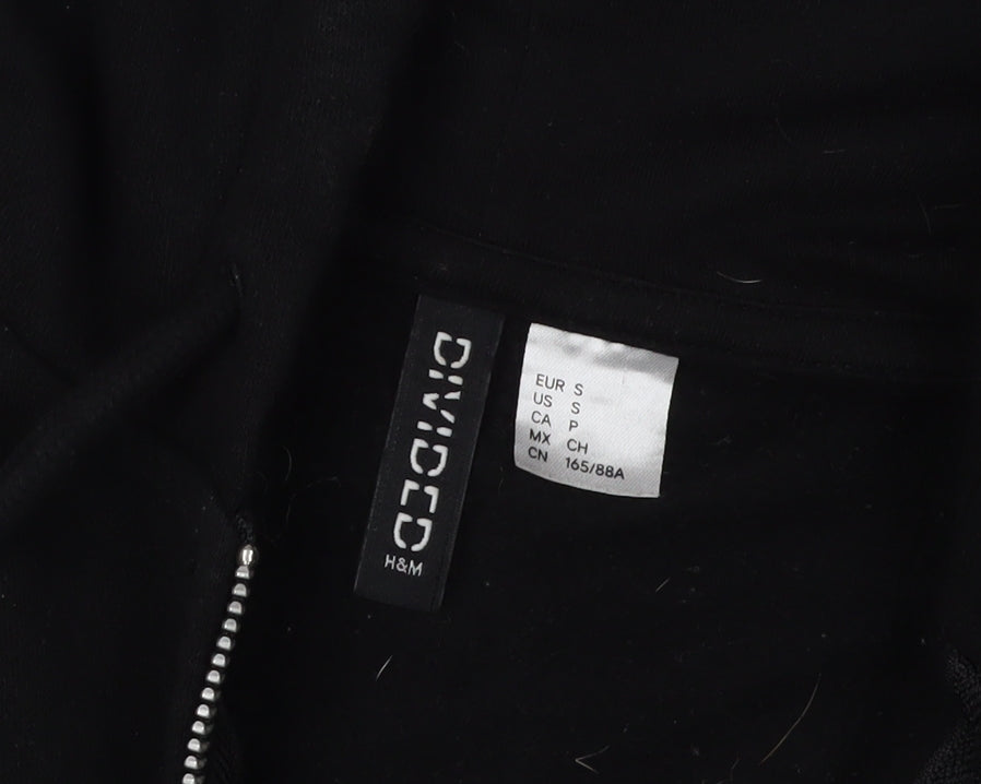 H&M Women's Black Full Zip Hoodie, Size S, Casual Comfort